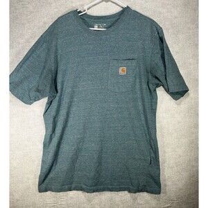 Carhartt Short Sleeve Shirt Size Large Loose Fit Green Hole in Tag Seam